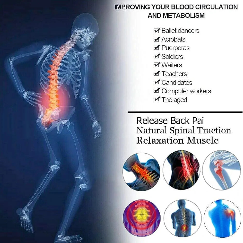Product Back Stretcher Multi-Level Lumbar Region Back Support for Lower & Upper Muscle Pain Relief Spinal Curve Back Relaxation Device for Bed Chair & Car, Plastic
